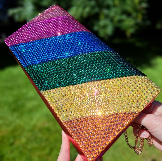 How to embellish a rainbow bag using rhinestones