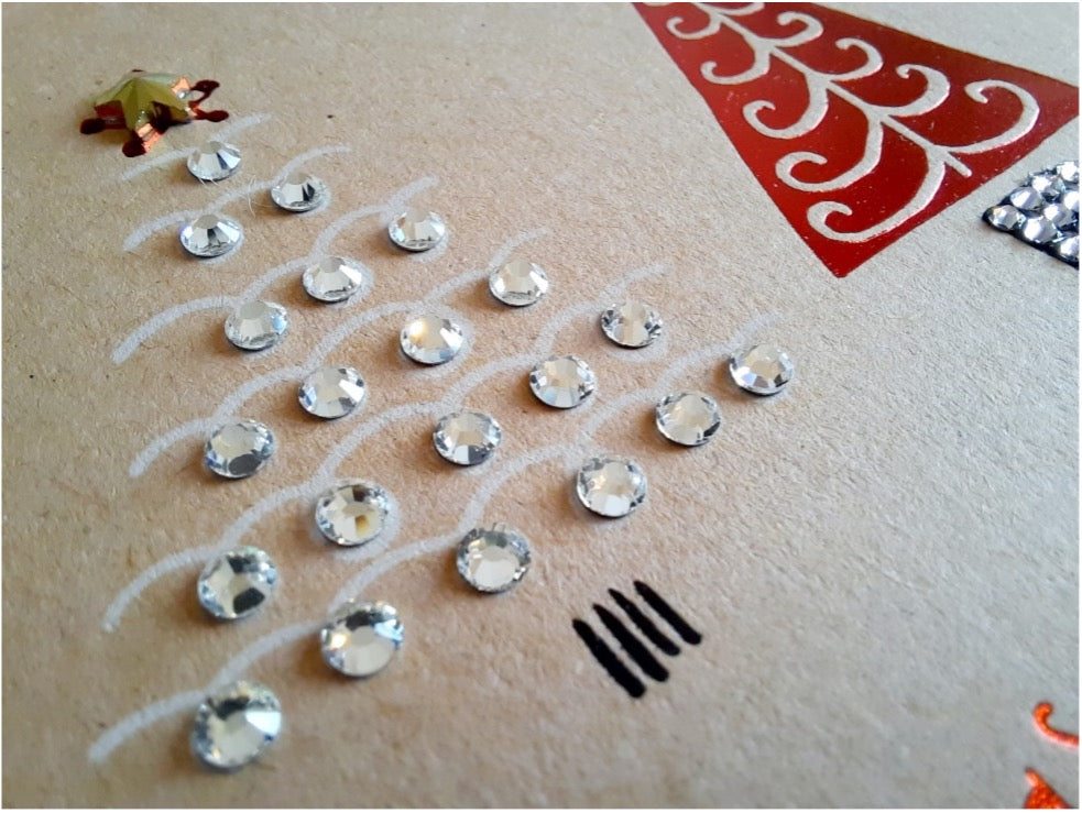 Swarovski Rhinestone Card How to bling Christmas cards and gift bags with rhinestones