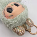 Hand Embellished Labubu Style Keychain - Green Grape