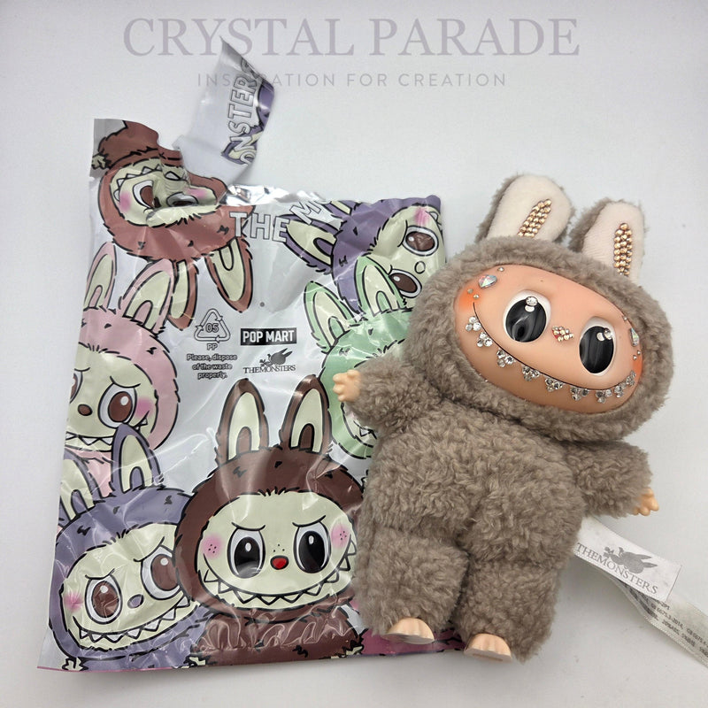 Hand Embellished Labubu Style Keychain - Toffee