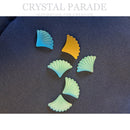 Preciosa Ribbed Glass Cabochon Fan - Aquamarine