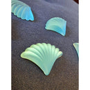 Preciosa Ribbed Glass Cabochon Fan - Aquamarine
