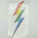 Zodiac Hotfix Crystal Iron on Transfers - Rainbow Lightning Bolt