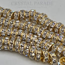 Preciosa Rondelles Clear Crystals - Gold Plated (Smooth)