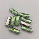 Luna Baguette Sew on Stone in Silver Setting - Light Peridot