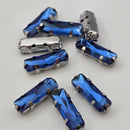 Luna Baguette Sew on Stone in Silver Setting - Sapphire
