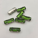 Luna Baguette Sew on Stone in Silver Setting - Fern Green