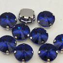 Luna Rivoli Sew on Stone in Silver Setting - Sapphire