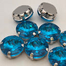 Luna Rivoli Sew on Stone in Silver Setting - Aquamarine
