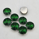 Luna Rivoli Sew on Stone in Silver Setting - Fern Green