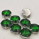 Luna Rivoli Sew on Stone in Silver Setting - Fern Green
