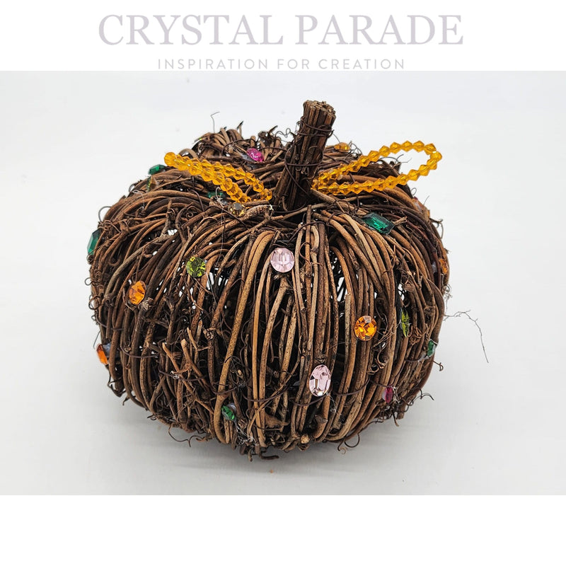 Hand Embellished Wicker Pumpkin with Swarovski & Preciosa crystals