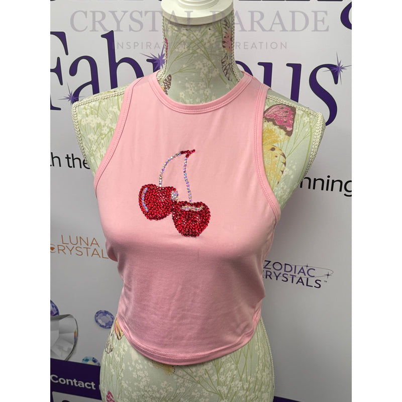 Embellished Cherry Vest Top Pink - Size Medium
