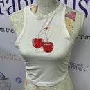Embellished Cherry Vest Top White - Size Small (8)