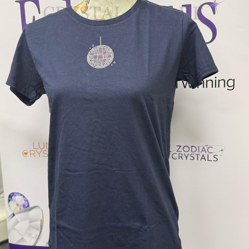 Embellished Pink Disco Ball T-Shirt Navy - Size Medium