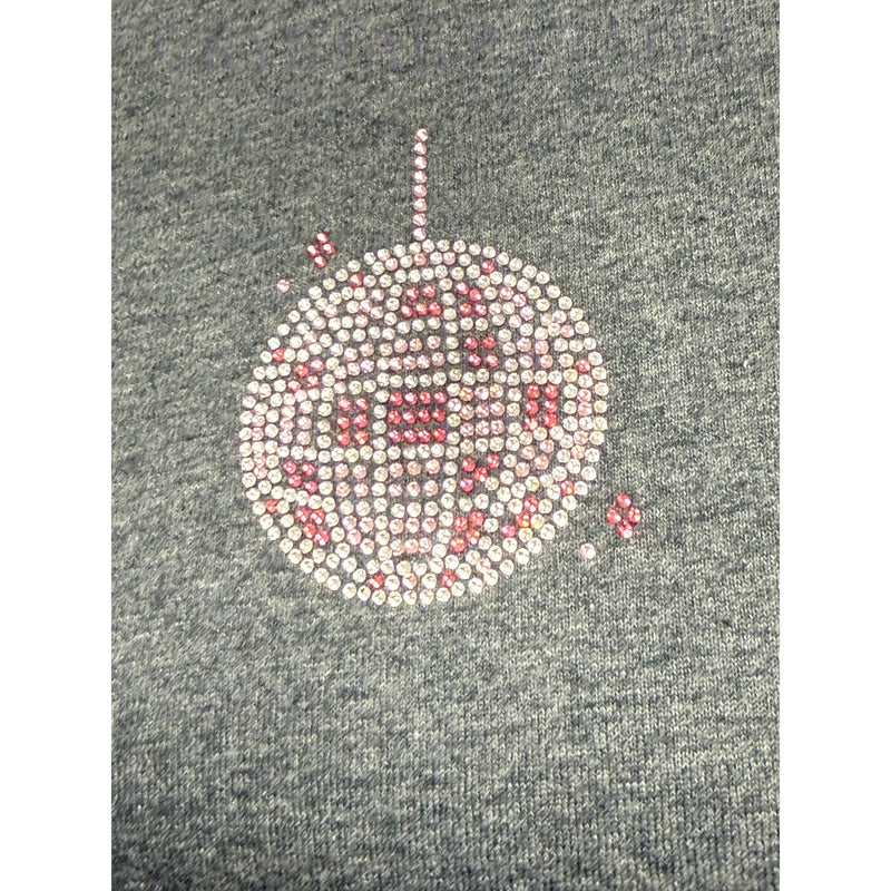 Embellished Pink Disco Ball Grey T-Shirt - Size Medium (16)