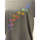 Embellished Rainbow Paw Print T-Shirt Black - Size Large