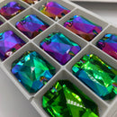 Zodiac Sew on Stone Emerald Cut - Volcano Green