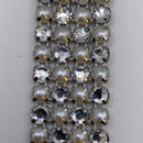 Zodiac Pearl & Clear Crystal Ribbon Banding - 4 rows