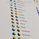 Zodiac Flatback Crystals Colour Chart