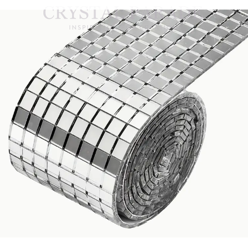 Self Adhesive Glass Silver Mirror Mosaic Roll - 4cm x 100cm