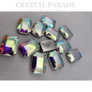 Luna Emerald Cut Sew on Stone in Silver Setting - AB
