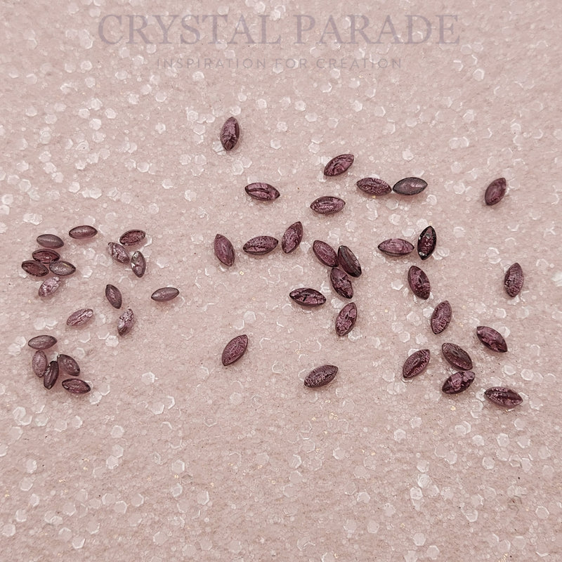 Preciosa Navette Glass Cabochons - Crackled Amethyst (03531)