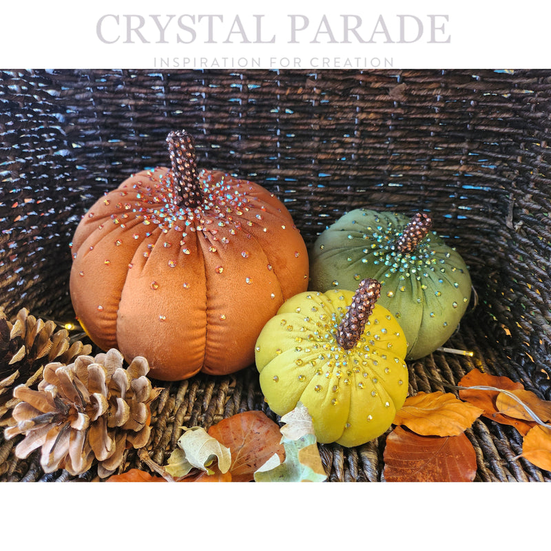 Hand Embellished Plush Pumpkins - Set of 3 - Autumn Leaves