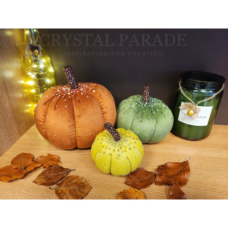 Hand Embellished Plush Pumpkins - Set of 3 - Autumn Leaves