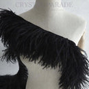 Corded Ostrich Feathers 3ply - Black 1 metre