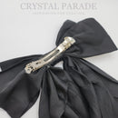 Crystal Parade Satin Hair Bow With Sparkly Cherries - Black