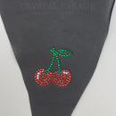 Crystal Parade Satin Hair Bow With Sparkly Cherries - Black