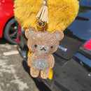 Diamante Teddy Keyring with Pom Pom