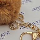 Diamante Crown Keyring with Pom Pom