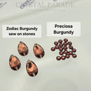 Zodiac Crystal Peardrop Sew on Stone - Burgundy
