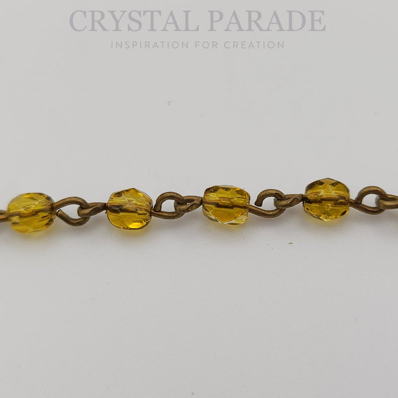 Preciosa Vintage Beaded Chain - Citrine 1m