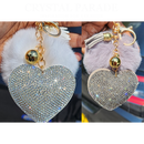 Diamante Heart Keyring with Pom Pom