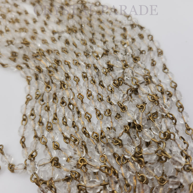 Preciosa Vintage Beaded Chain - Clear 1m