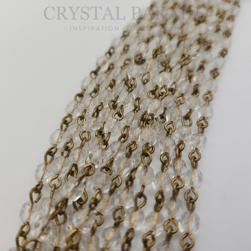 Preciosa Vintage Beaded Chain - Clear 1m