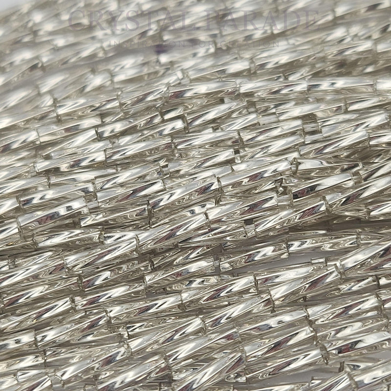 Zodiac Bugle Bead Dropper Bunch - Clear/ Silver
