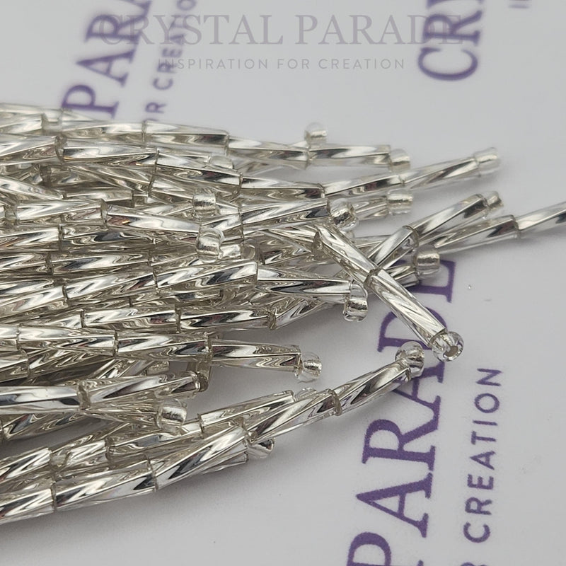 Zodiac Bugle Bead Dropper Bunch - Clear/ Silver