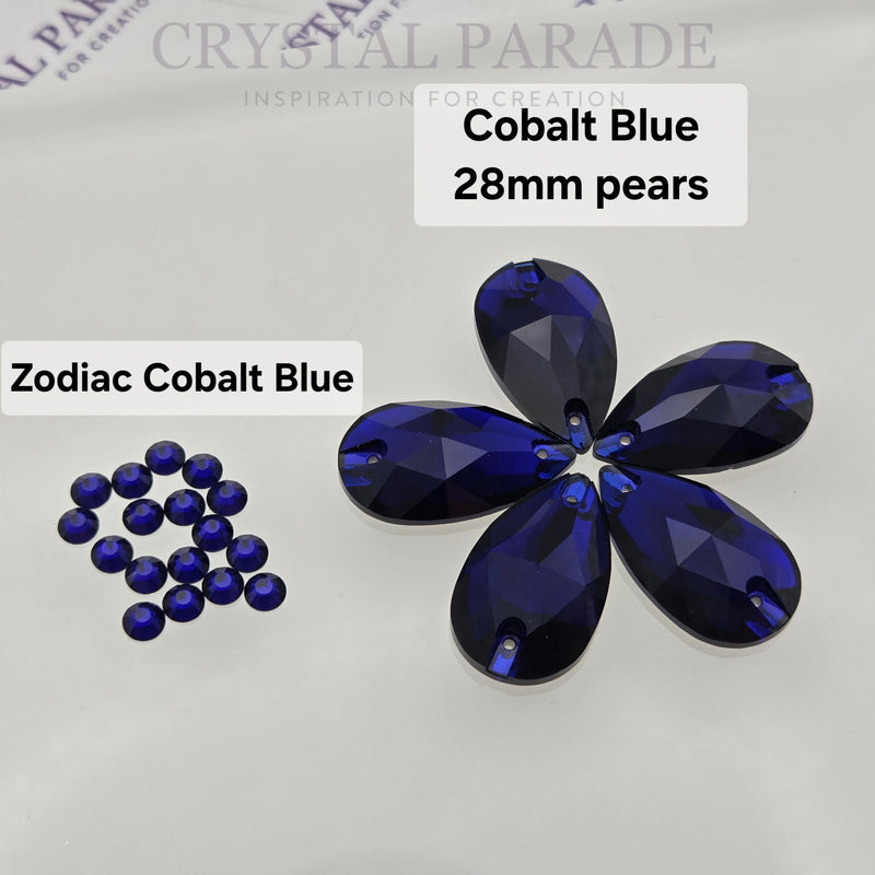 Zodiac Crystal Peardrop Sew on Stone - Cobalt Blue