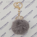 Diamante Crown Keyring with Pom Pom