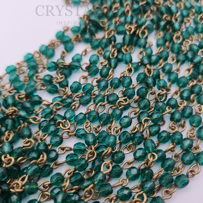 Preciosa Vintage Beaded Chain - Emerald 1m