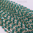 Preciosa Vintage Beaded Chain - Emerald 1m