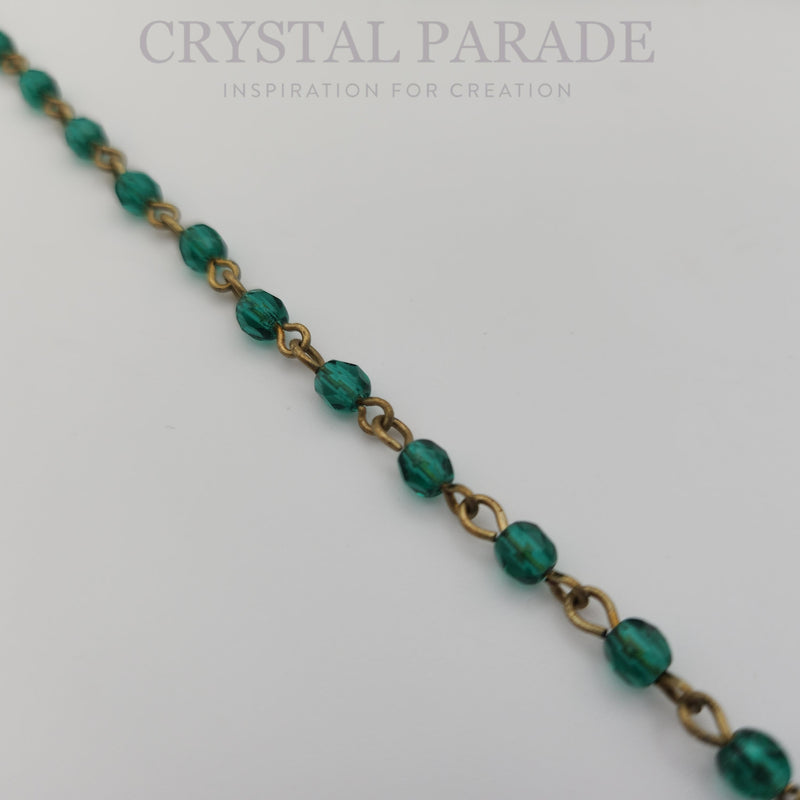 Preciosa Vintage Beaded Chain - Emerald 1m