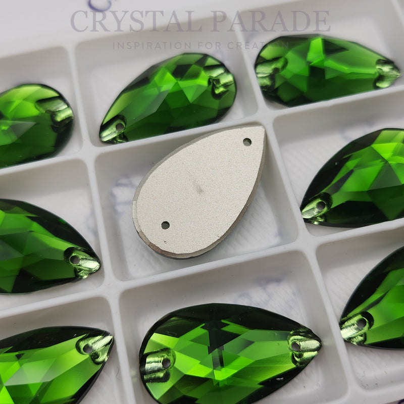 DISCONTINUED - Zodiac Crystal Peardrop Sew on Stone - Fern Green