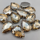 Luna Peardrop Sew on Stone in Silver Setting - Golden Shadow