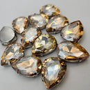 Luna Peardrop Sew on Stone in Silver Setting - Golden Shadow