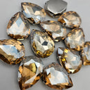 Luna Peardrop Sew on Stone in Silver Setting - Golden Shadow
